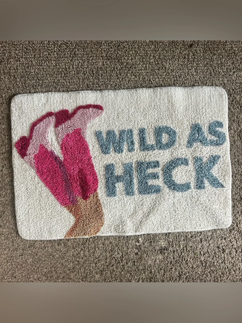 Wild as Heck Pink Cowboy Boots Bath Mat